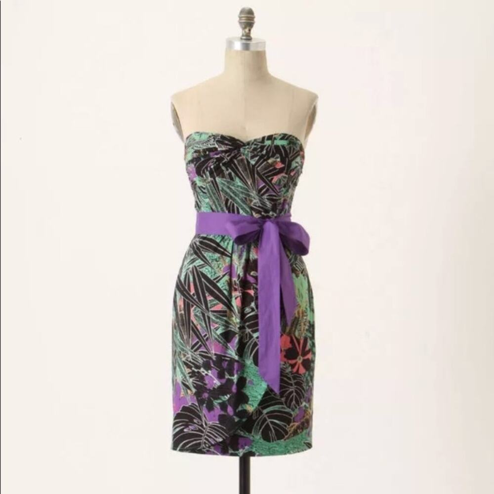 Anthro Edme & Esyllte Floral Tiki Strapless Dress